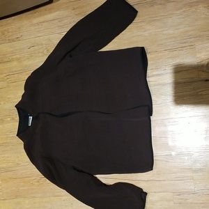 Chico's Design silk blend brown jacket magnetic button at neck sz 2 aka 12/14